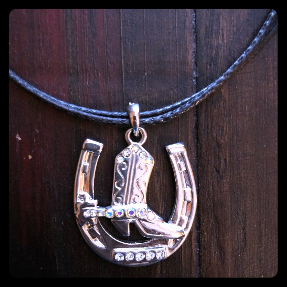 Horseshoe and boot necklace